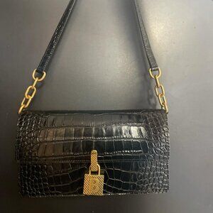 Balenciaga Black Croc Lock & Key Bag